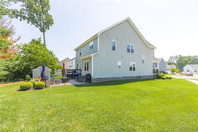 9401 Alsace Ct, Mechanicsville, VA 23116 - rear view of house featuring a lawn, a storage unit, and a patio area