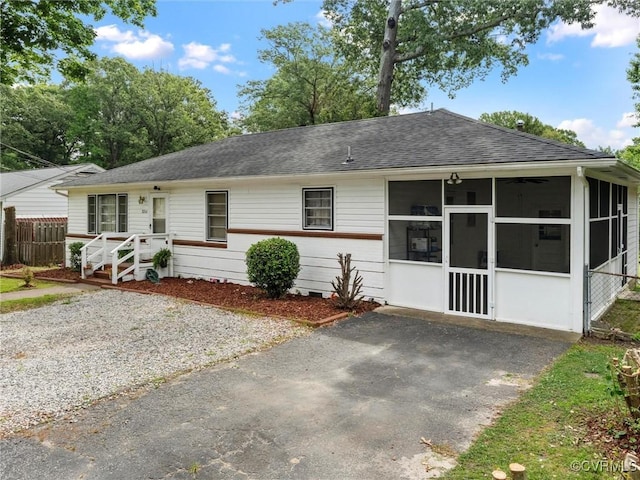 3204 Evergreen Ave, Hopewell, VA 23860 - ranch-style home with a sunroom and roof with shingles