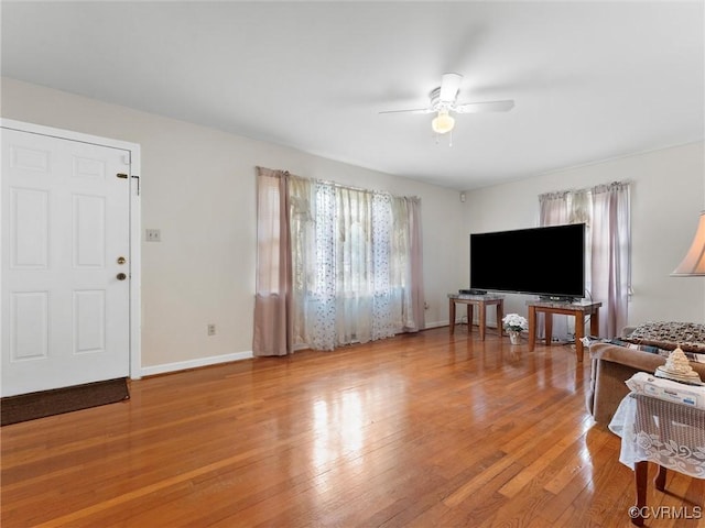 3204 Evergreen Ave, Hopewell, VA 23860 - living area with healthy amount of natural light, ceiling fan, and wood finished floors
