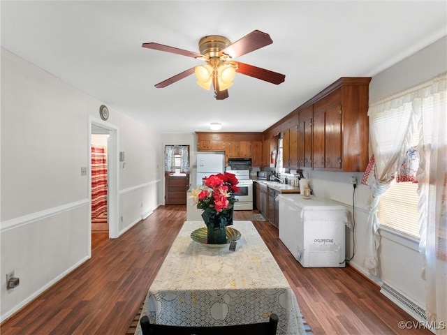 3204 Evergreen Ave, Hopewell, VA 23860 - dining room with a ceiling fan and dark wood-style floors