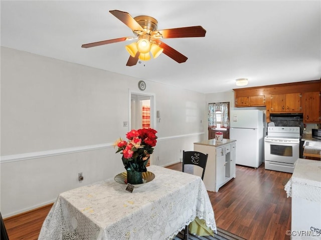 3204 Evergreen Ave, Hopewell, VA 23860 - dining room featuring dark wood-style floors and a ceiling fan