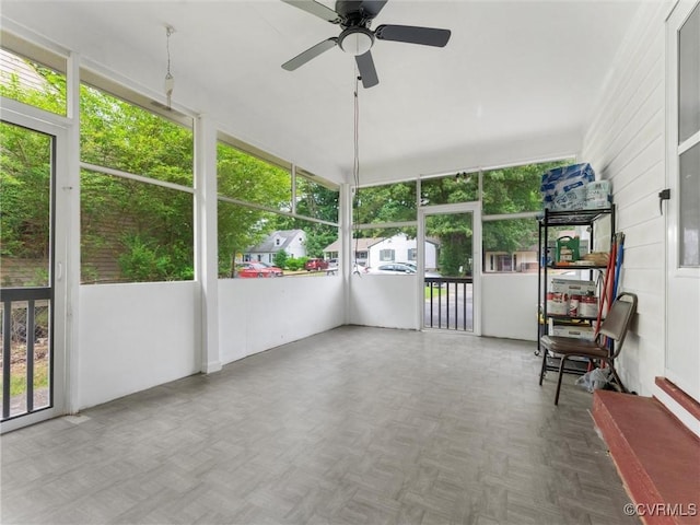 3204 Evergreen Ave, Hopewell, VA 23860 - unfurnished sunroom featuring ceiling fan