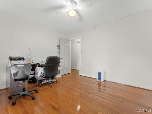 3204 Evergreen Ave, Hopewell, VA 23860 - home office featuring ceiling fan and hardwood / wood-style floors