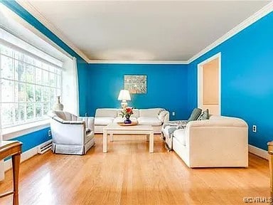 1600 Donora Ct, Henrico, VA 23229 - living area featuring crown molding and wood finished floors