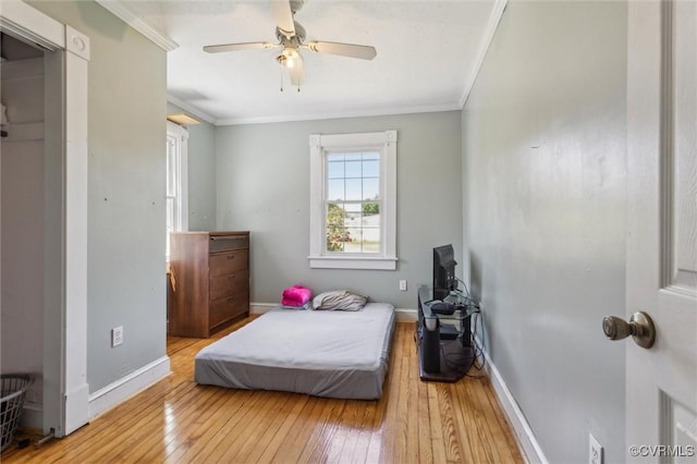 3608 Shell Rd, Newport News, VA 23661 - bedroom with hardwood / wood-style floors, ornamental molding, and a ceiling fan