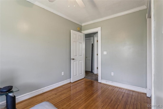 3608 Shell Rd, Newport News, VA 23661 - unfurnished room featuring hardwood / wood-style floors, ceiling fan, and ornamental molding