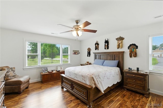 112 Rosemary Ct, Tappahannock, VA 22560 - bedroom with dark wood-type flooring and a ceiling fan