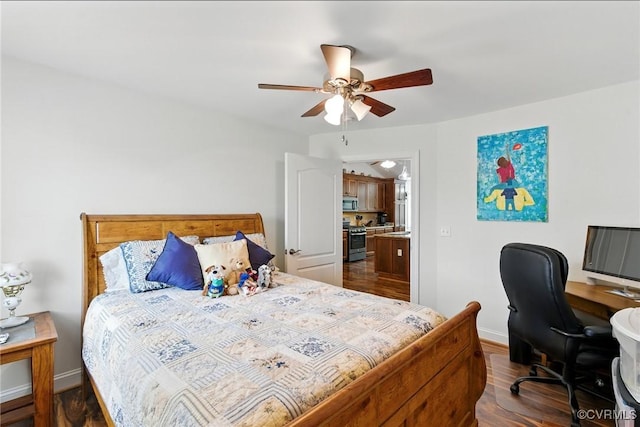 112 Rosemary Ct, Tappahannock, VA 22560 - bedroom featuring dark wood-type flooring, a desk, and ceiling fan