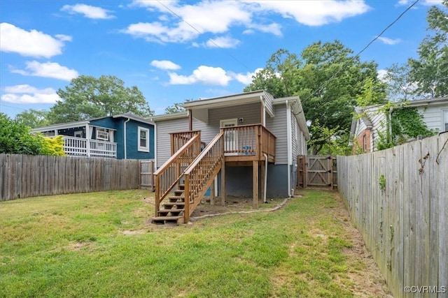 1808 N 20th St, Richmond, VA 23223 - back of house featuring a fenced backyard, a deck, stairway, and a gate