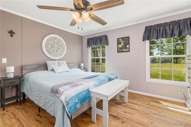 14231 Dykeland Rd, Amelia Courthouse, VA 23002 - bedroom with light wood finished floors, crown molding, and a ceiling fan