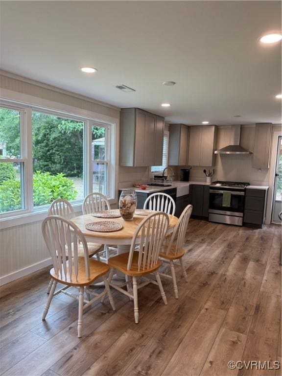 616 Long Point Ln, Topping, VA 23169 - dining space with light wood-style floors and recessed lighting