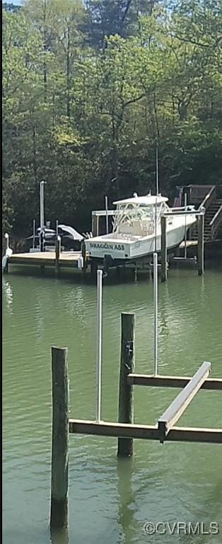 616 Long Point Ln, Topping, VA 23169 - dock area featuring a water view and a forest view