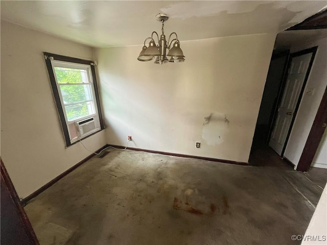 511 Hannon St, Petersburg, VA 23803 - unfurnished dining area with a chandelier and cooling unit