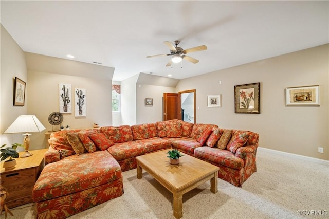 3631 Cannon Ridge Ct, Midlothian, VA 23113 - living room with ceiling fan, carpet, and recessed lighting