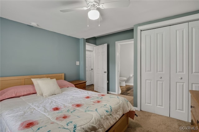3315 Romancoke Ave, West Point, VA 23181 - bedroom with a closet, carpet flooring, ensuite bathroom, and a ceiling fan