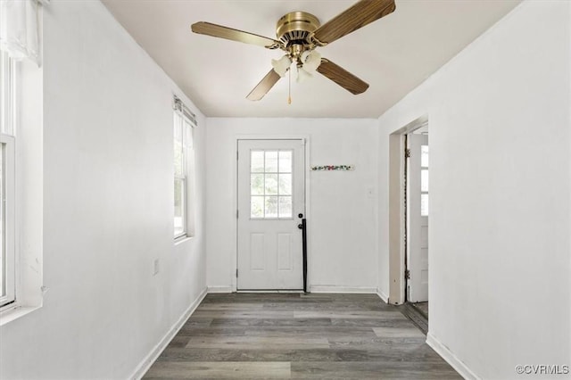224 Hamilton Ave, Colonial Heights, VA 23834 - doorway to outside featuring wood finished floors and a ceiling fan