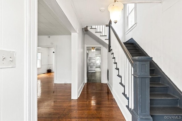 224 Hamilton Ave, Colonial Heights, VA 23834 - staircase featuring wood finished floors and ceiling fan