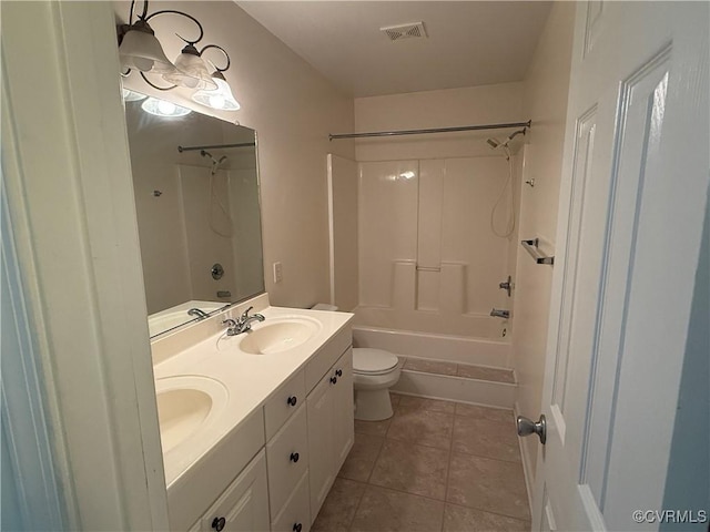 14005 Cooperton Cir, Chester, VA 23836 - bathroom with double vanity, shower / washtub combination, and tile patterned flooring