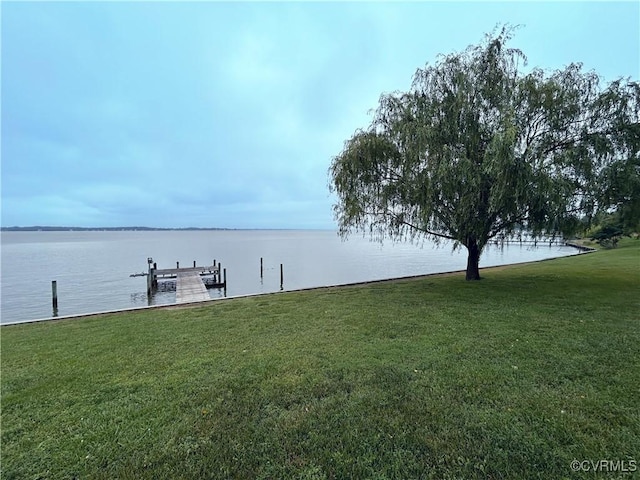 4030 Wellfords Wharf Rd, Warsaw, VA 22572 - dock area featuring a lawn and a water view
