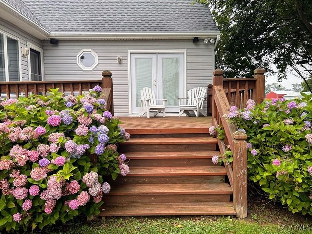 4030 Wellfords Wharf Rd, Warsaw, VA 22572 - wooden terrace featuring french doors