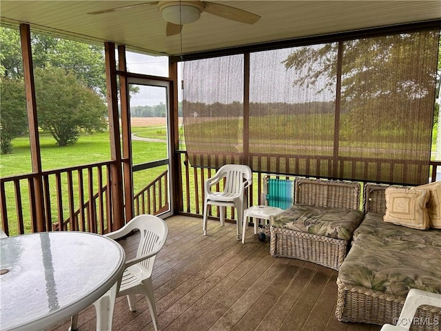 4030 Wellfords Wharf Rd, Warsaw, VA 22572 - sunroom with ceiling fan and plenty of natural light