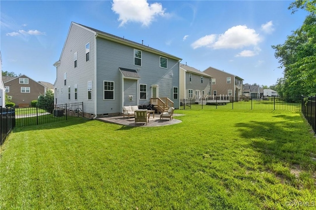 6906 Stafford Park Dr, Moseley, VA 23120 - back of property featuring a fenced backyard, a patio, and a residential view