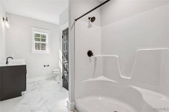 5-6 Pocahontas Trl, Providence Forge, VA 23089 - bathroom with a shower, marble finish floors, and vanity