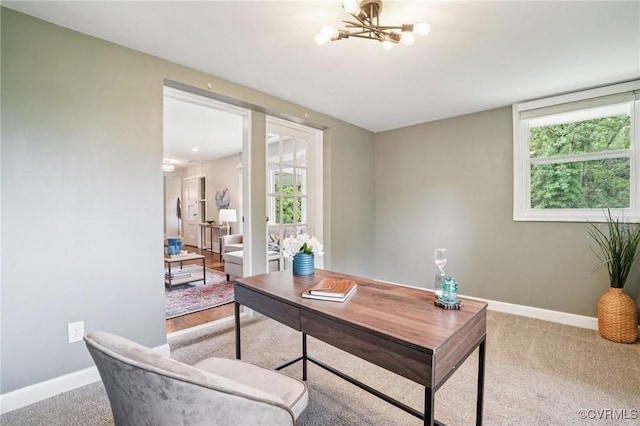 610 N 39th St, Richmond, VA 23223 - carpeted office space with healthy amount of natural light and a chandelier