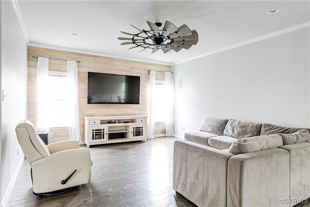14812 Diamond Creek Ter, Chesterfield, VA 23113 - living room with ornamental molding and dark wood-style flooring