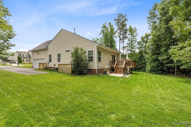 206 Twin Crest Dr, Chesterfield, VA 23236 - rear view of property with a wooden deck, crawl space, and a lawn