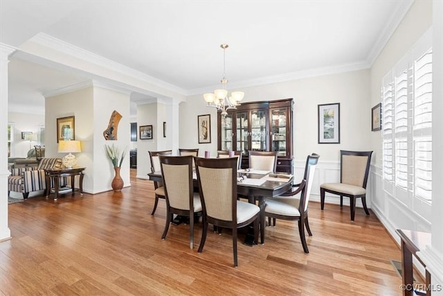 206 Twin Crest Dr, Chesterfield, VA 23236 - dining space with decorative columns, healthy amount of natural light, a chandelier, and ornamental molding