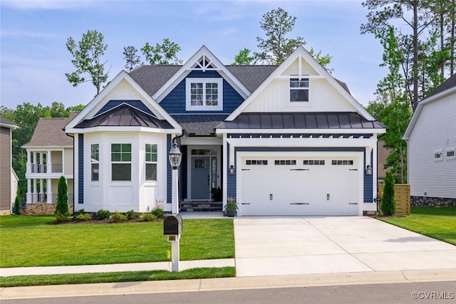 15813 Maclear Dr, Midlothian, VA 23112 - view of front of house with a standing seam roof, board and batten siding, concrete driveway, and a front yard