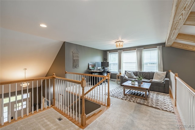 15813 Maclear Dr, Midlothian, VA 23112 - stairway with lofted ceiling, recessed lighting, and carpet floors
