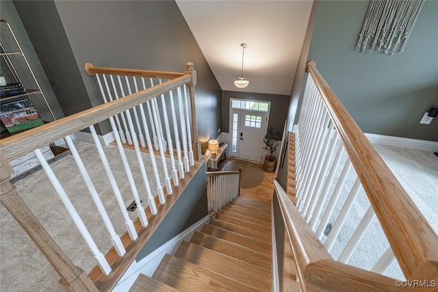 15813 Maclear Dr, Midlothian, VA 23112 - stairway with wood finished floors and high vaulted ceiling