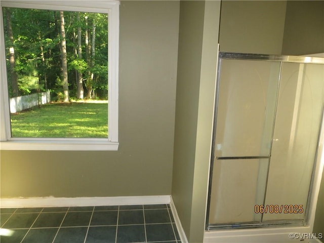 9630 Beaver Bridge Rd, Chesterfield, VA 23838 - bathroom with healthy amount of natural light, tile patterned floors, and a shower stall