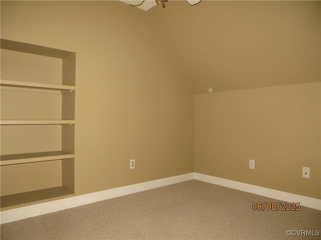 9630 Beaver Bridge Rd, Chesterfield, VA 23838 - carpeted spare room featuring vaulted ceiling and built in shelves