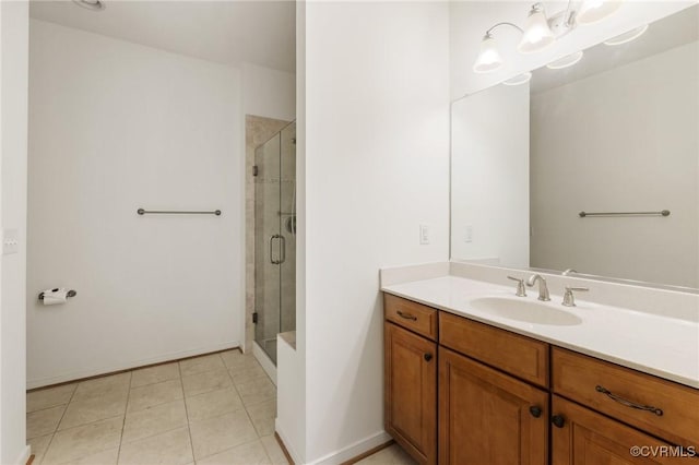 307 Kernel Ct, North Chesterfield, VA 23236 - bathroom with vanity, a stall shower, and tile patterned flooring