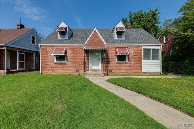 18 E 36th St, Richmond, VA 23224 - view of front of house featuring crawl space, brick siding, a shingled roof, and a chimney