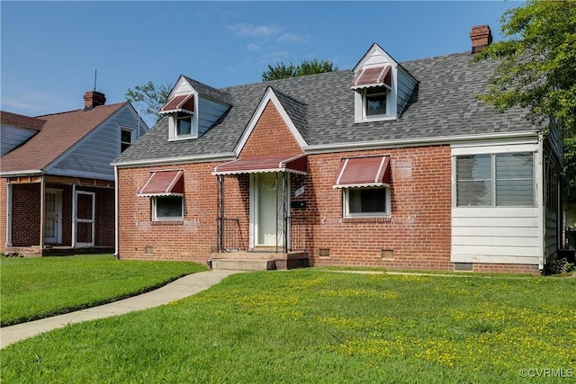 18 E 36th St, Richmond, VA 23224 - view of front of home featuring crawl space, brick siding, a front yard, and roof with shingles