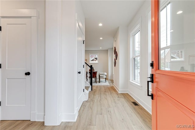 1823 W Cary St Unit A, Richmond, VA 23220 - foyer entrance with light wood-style floors, healthy amount of natural light, and recessed lighting