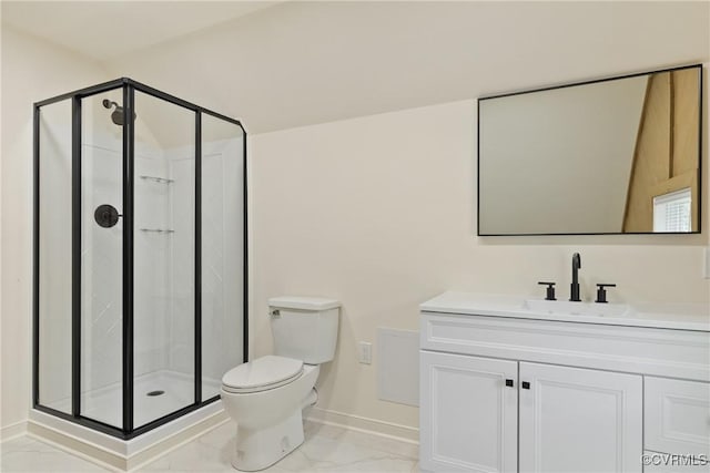 13511 W Salisbury Rd, Chesterfield, VA 23113 - bathroom featuring marble finish floors, vanity, and a stall shower