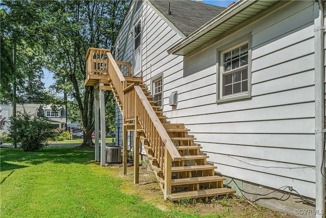 414 John St, Ashland, VA 23005 - view of side of property with stairway and a yard