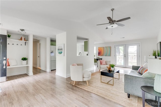 4814 Mill Park Ct, Glen Allen, VA 23060 - living room with lofted ceiling, wood finished floors, and a ceiling fan