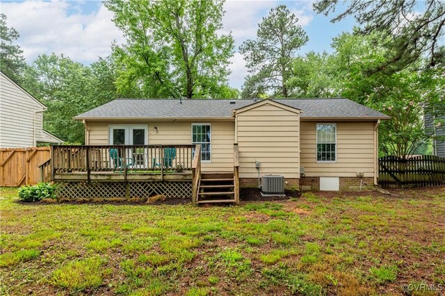 4814 Mill Park Ct, Glen Allen, VA 23060 - back of house featuring a deck, french doors, and roof with shingles