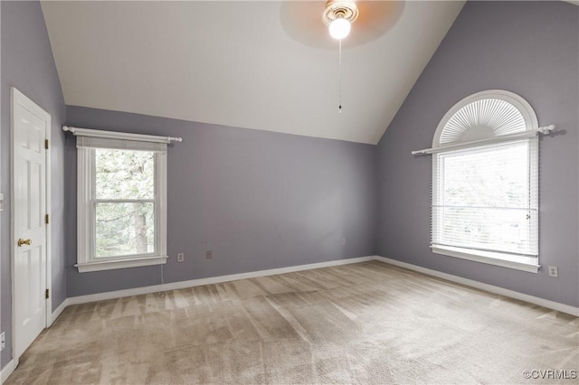 14106 Pensive Pl, Midlothian, VA 23112 - spare room featuring vaulted ceiling, ceiling fan, and carpet