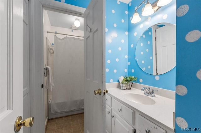 14106 Pensive Pl, Midlothian, VA 23112 - bathroom with vanity and a shower with shower curtain
