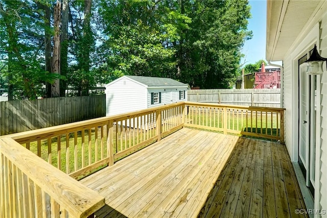 7131 Brook Way, Mechanicsville, VA 23111 - deck featuring a fenced backyard and an outdoor structure