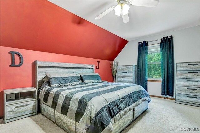 7100 Deer Thicket Dr, Midlothian, VA 23112 - carpeted bedroom with lofted ceiling and ceiling fan