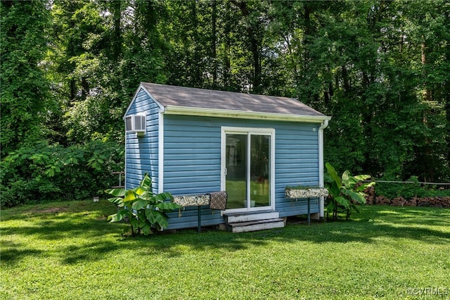 12900 Spring Run Rd, Midlothian, VA 23112 - view of shed with a forest view and a wall unit AC