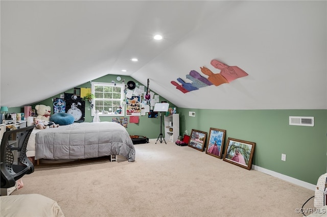 12900 Spring Run Rd, Midlothian, VA 23112 - bedroom with lofted ceiling, carpet flooring, and recessed lighting